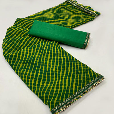 green-yellow-printed-georgette-saree-with-sequins-border