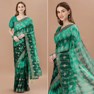 green-foil-printed-lycra-saree-with-lace-border
