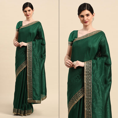green-solid-vichitra-silk-saree-with-zari-border