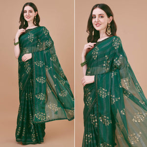green-foil-printed-chiffon-saree-with-lace-border