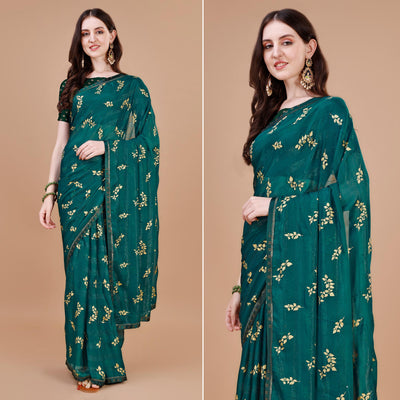 green-foil-printed-chiffon-saree-with-lace-border-2