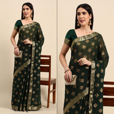 green-foil-printed-chiffon-saree-with-tassels-1