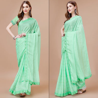green-zari-work-chiffon-saree