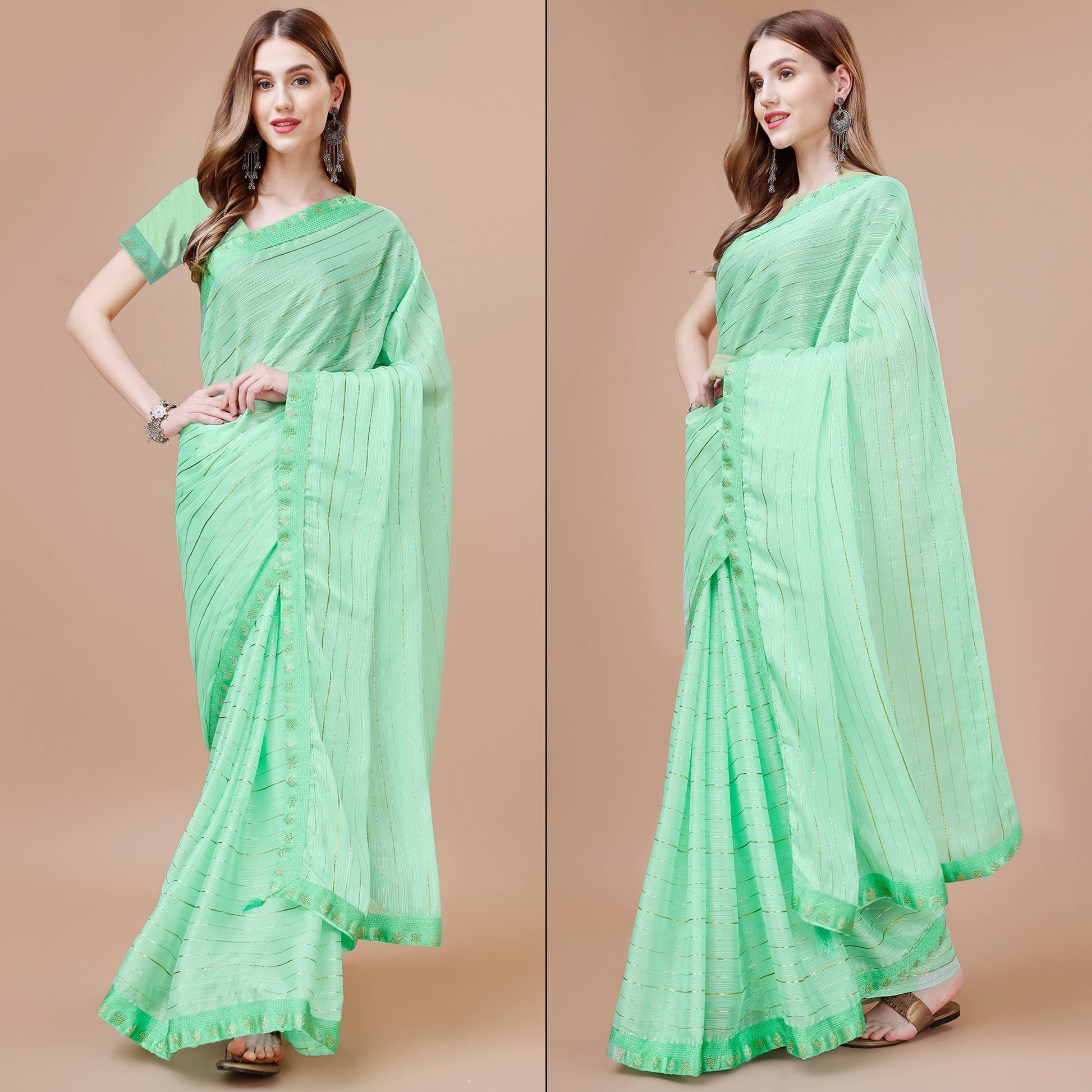 green-zari-work-chiffon-saree