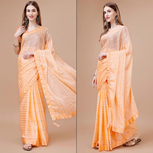 Light Orange Zari Work Chiffon Saree