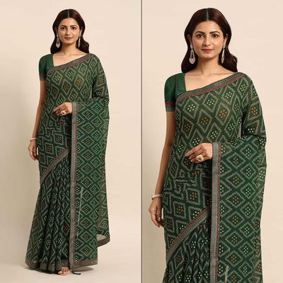 green-floral-foil-printed-chiffon-saree-with-tassels-1