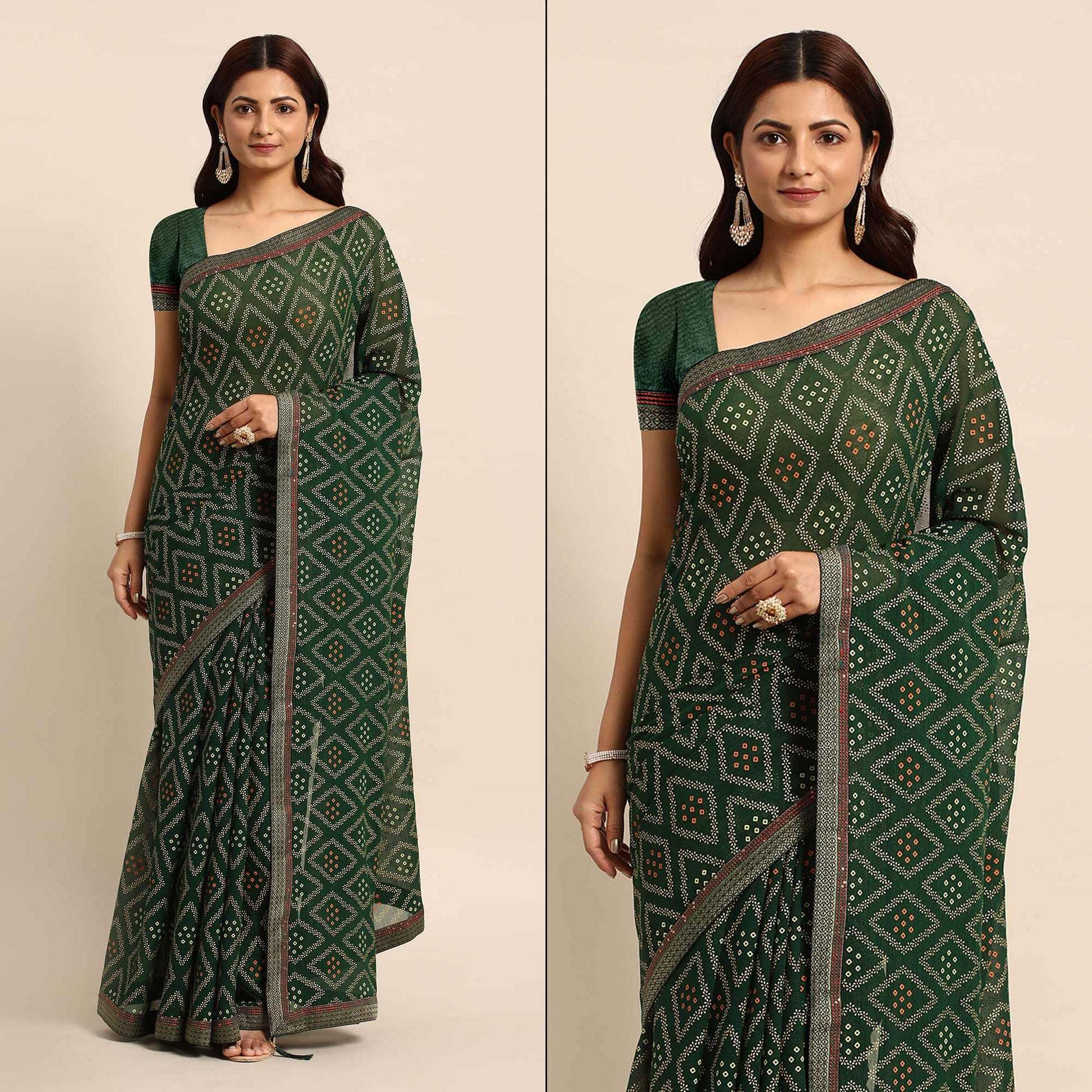 green-floral-foil-printed-chiffon-saree-with-tassels-1