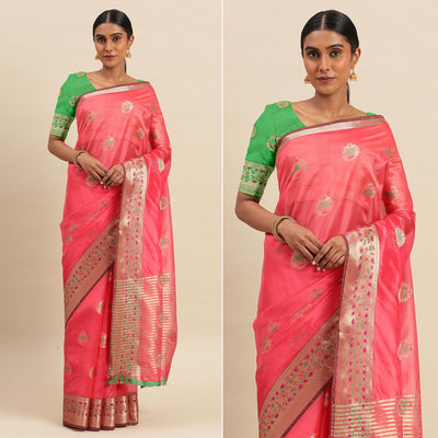 Gajari Woven Organza Saree