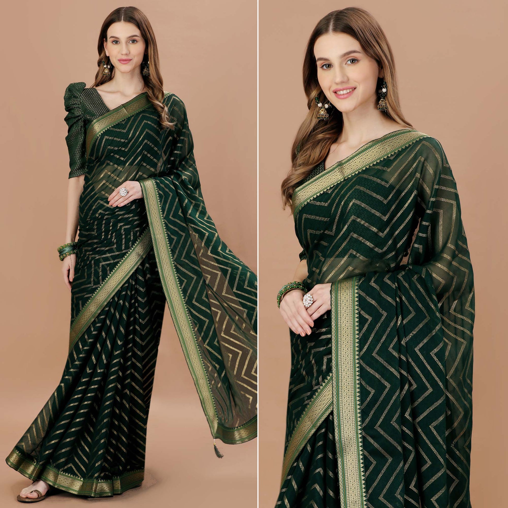 green-foil-printed-chiffon-saree-with-lace-border-4