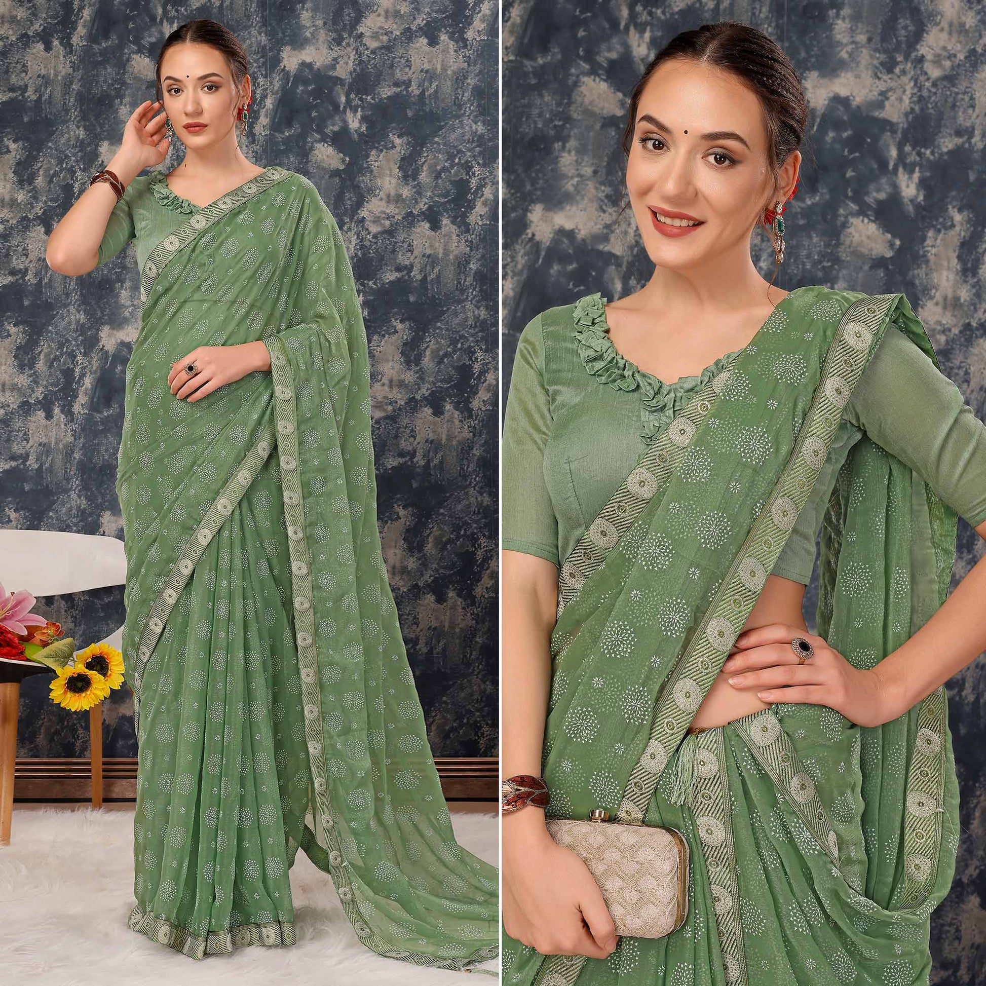 green-printed-chiffon-saree-with-lace-border-6