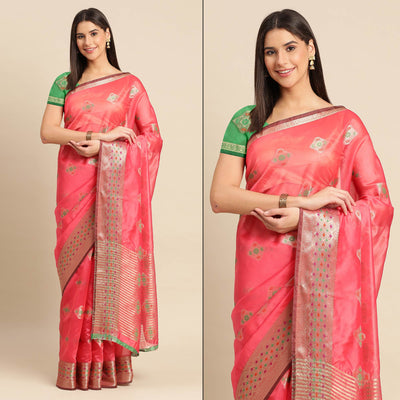 Gajari Woven Organza Saree