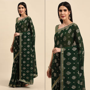 green-floral-foil-printed-chiffon-saree-with-tassels