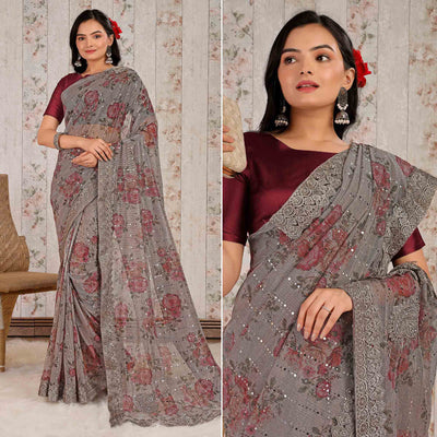 grey-floral-digital-printed-lycra-saree-with-embroidered-border