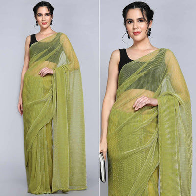 green-solid-lycra-crush-saree