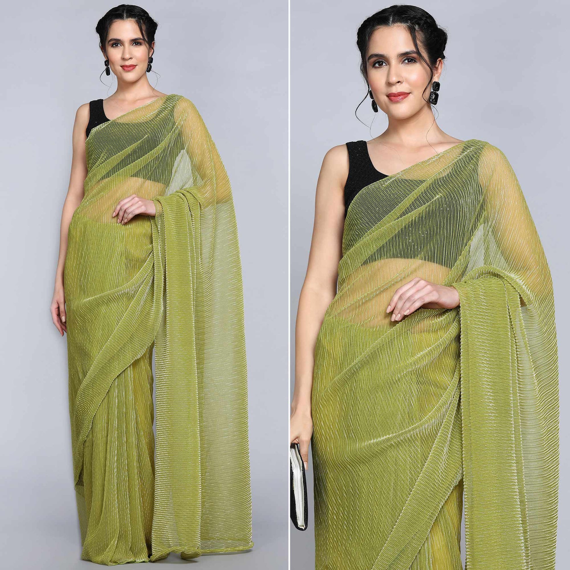 green-solid-lycra-crush-saree