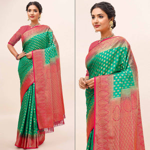 green-woven-dola-silk-saree-with-tassels