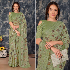 green-foil-printed-lycra-saree-with-embroidered-lace-border
