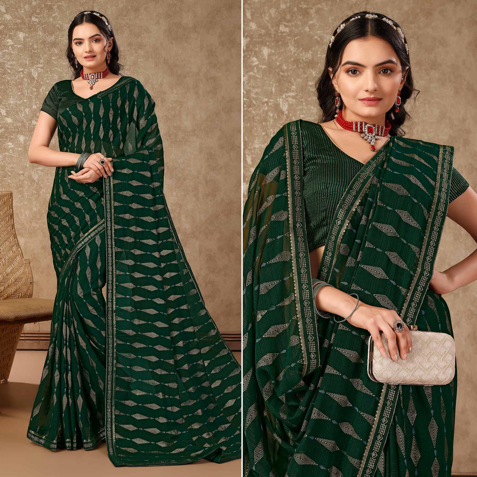 green-foil-printed-chiffon-saree-with-lace-border-6