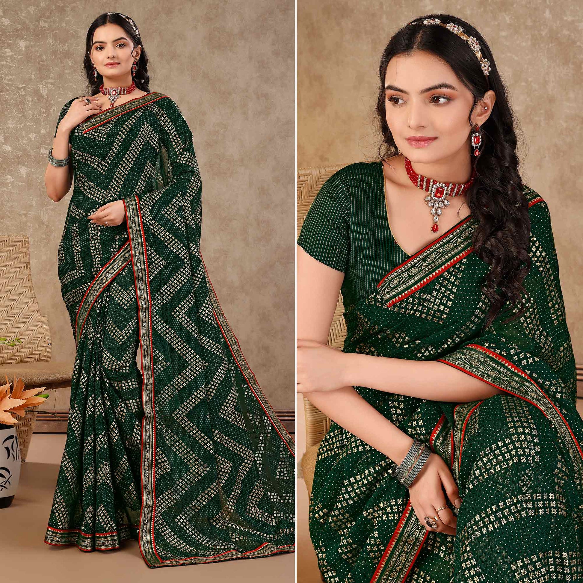 green-foil-printed-chiffon-saree-with-lace-border-5