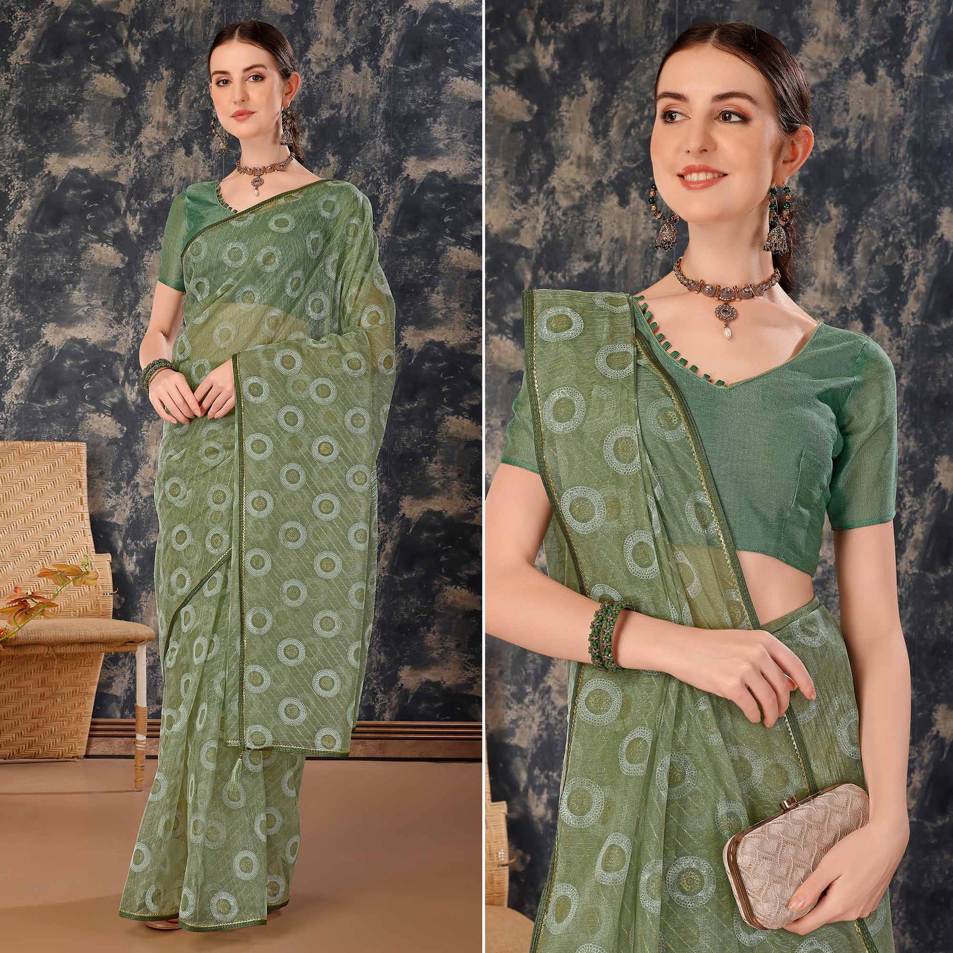 green-printed-with-zari-work-cotton-silk-saree-with-lace-border-1