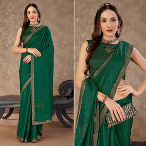 green-swarovski-work-vichitra-silk-saree-with-lace-border