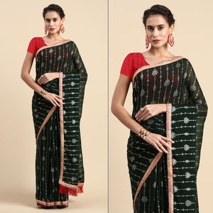 green-foil-printed-with-fancy-border-zomato-silk-saree