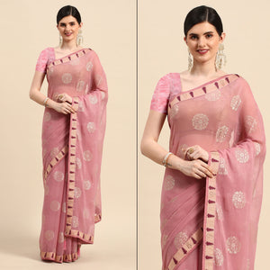 Light Purple Foil Printed With Swarovski Chiffon Saree