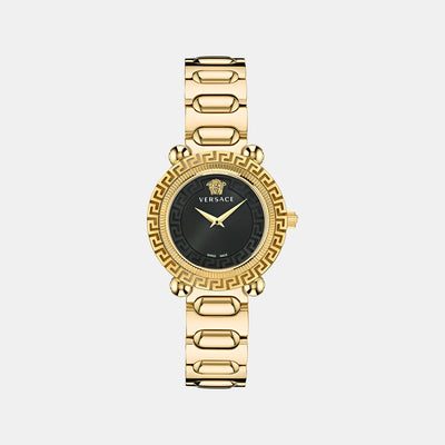 Greca Women Quartz Black Dial Analog Stainless Steel Watch VE6I00523
