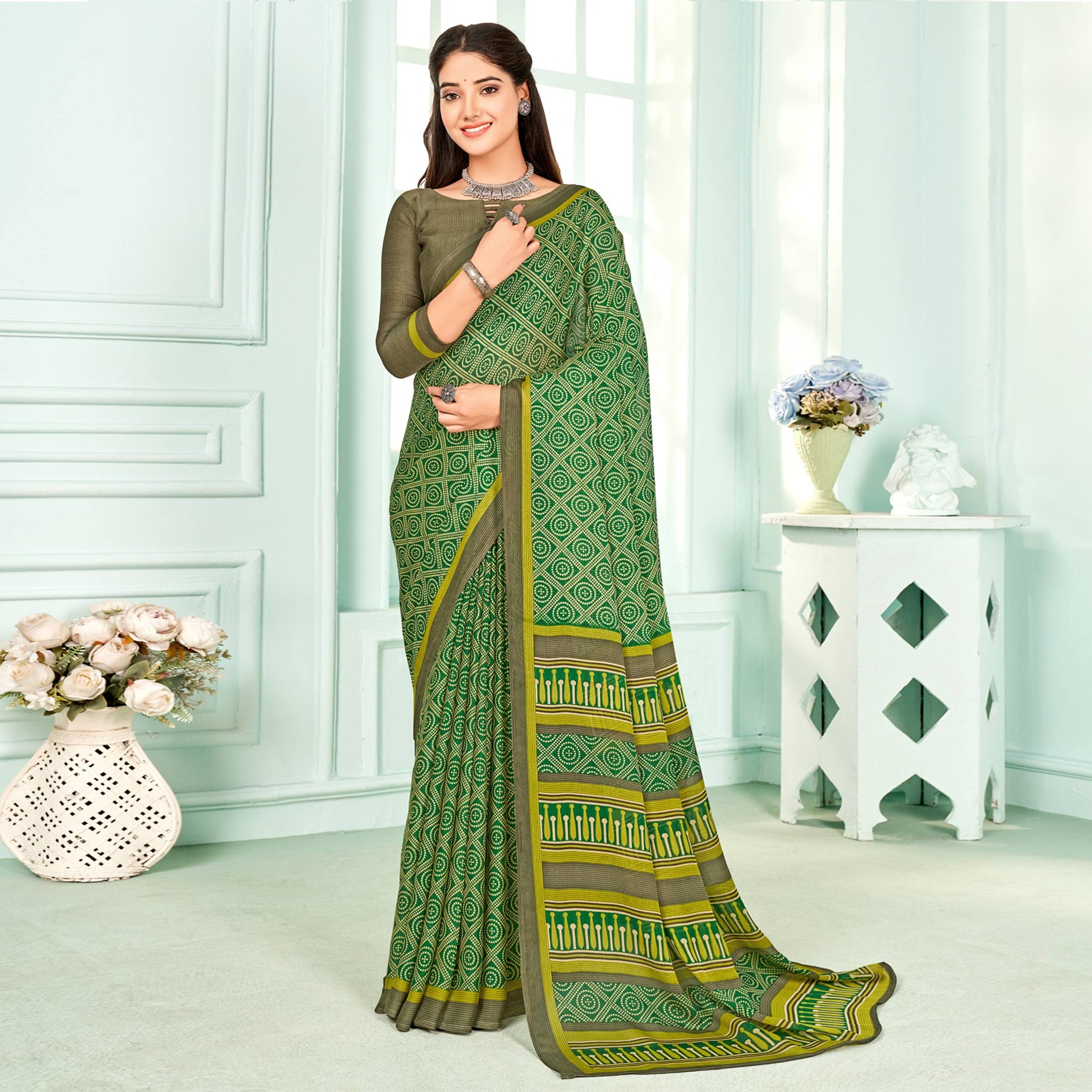 green-printed-chiffon-saree-10