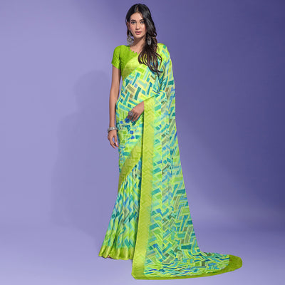 3green-geometric-printed-chiffon-saree
