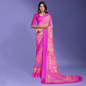 Magenta Printed Chiffon Saree