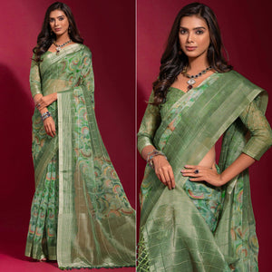 green-digital-printed-with-zari-work-linen-saree