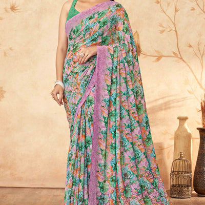 green-floral-printed-georgette-saree-18