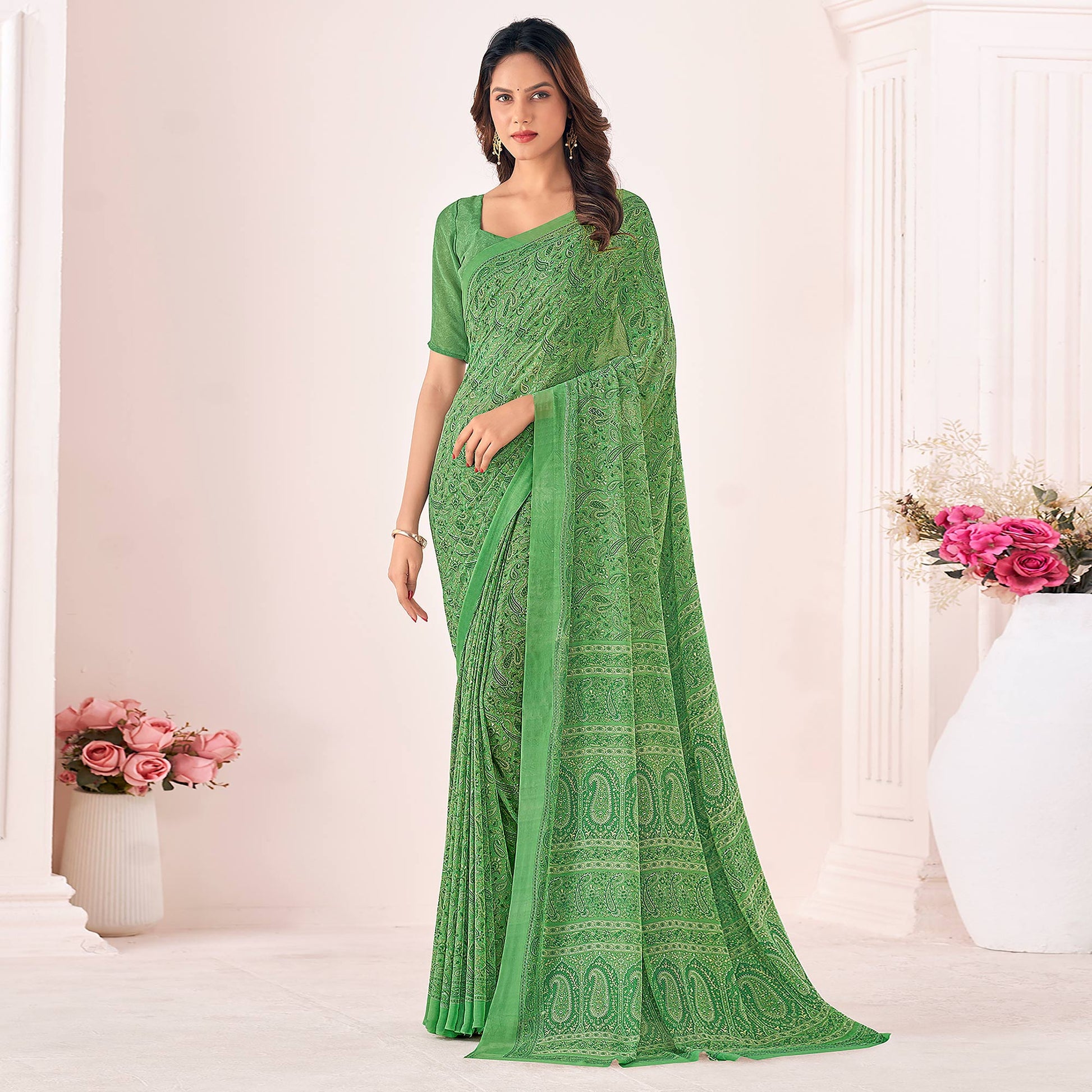 green-printed-georgette-saree-6