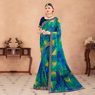 green-blue-geometric-printed-chiffon-saree