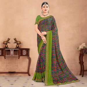 green-geometric-printed-chiffon-saree-3