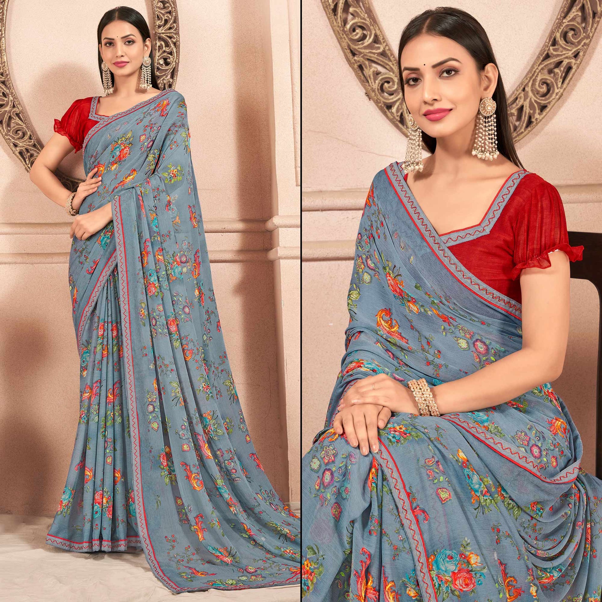 grey-floral-printed-chiffon-saree-with-lace-border-4