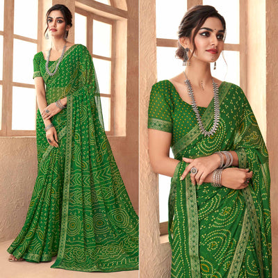 green-bandhani-printed-chiffon-saree-3