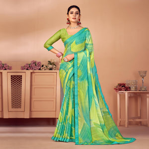green-turquoise-printed-chiffon-saree-with-lace-border