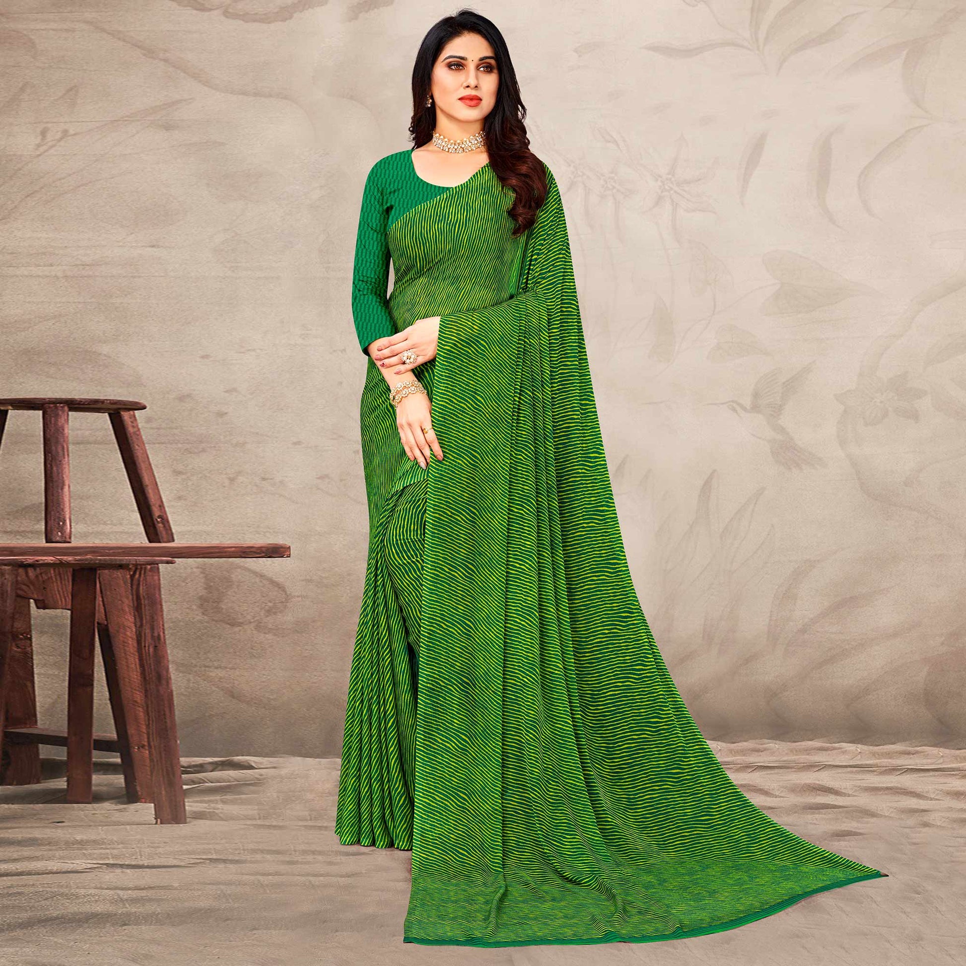 green-printed-chiffon-saree-9