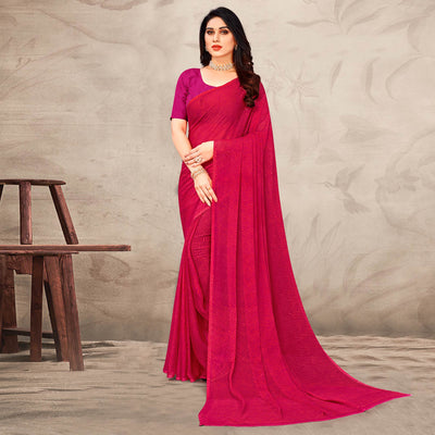 Magenta Printed Chiffon Saree