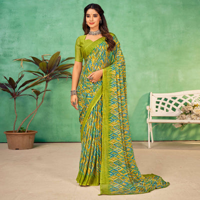 green-printed-chiffon-saree-8
