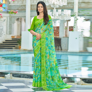 green-geometric-printed-chiffon-saree-2