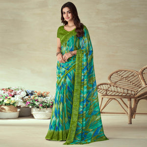 green-abstract-printed-chiffon-saree