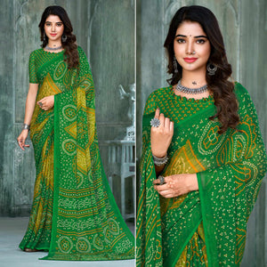 green-lemon-yellow-bandhani-printed-chiffon-saree