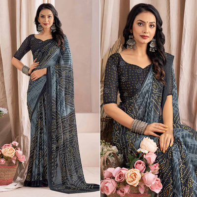 grey-bandhani-printed-chiffon-saree-2