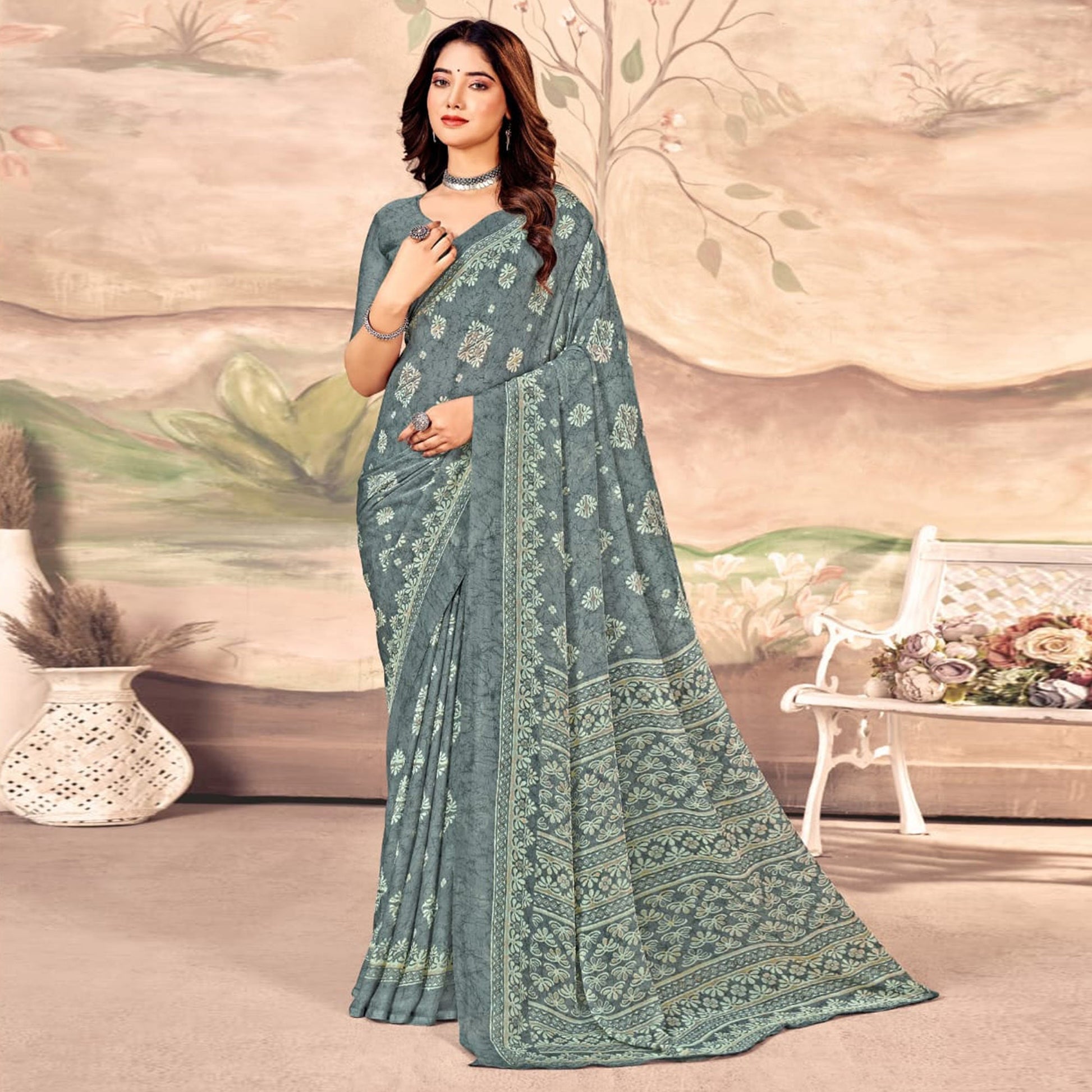 grey-floral-printed-chiffon-saree-6