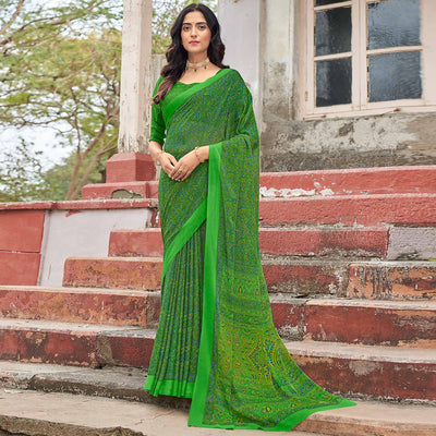 green-floral-printed-chiffon-saree-5