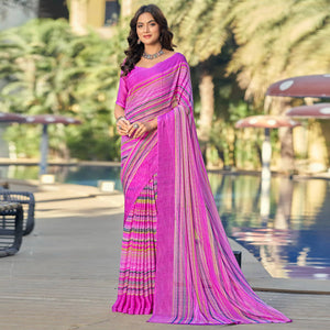 Magenta Purple Printed Chiffon Saree