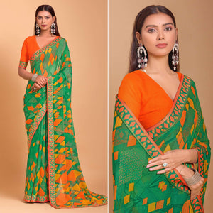 green-geometric-printed-chiffon-saree-6